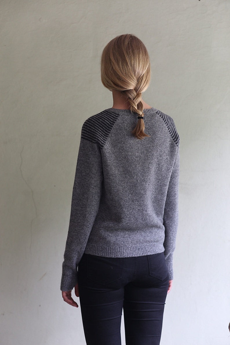 Wool jumper, Handmade wool sweater, Natural grey wool sweater, Hand knitted wool top, Organic wool pullover, Soft wool sweater image 4