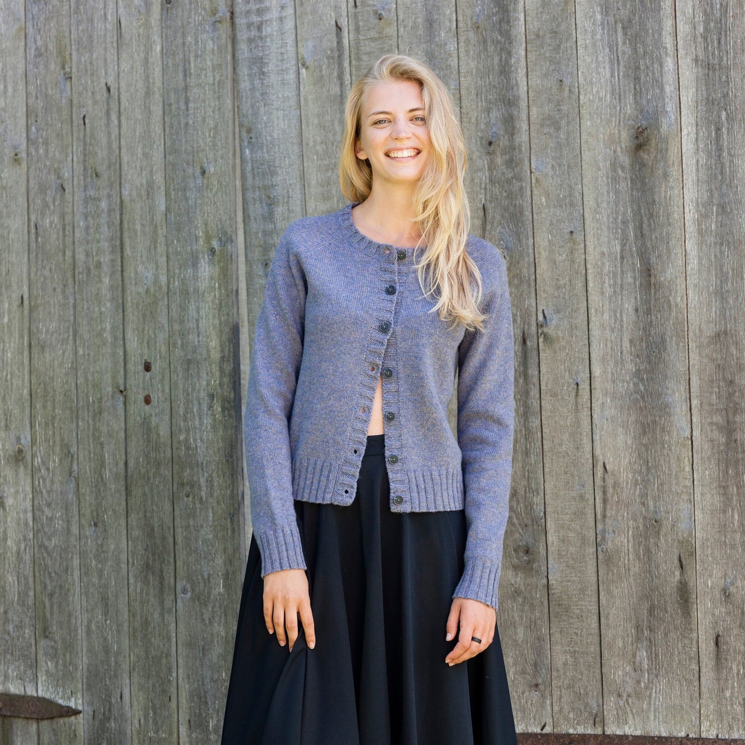 Wollen vest, handgemaakte wollen trui, natuurlijk violet wollen