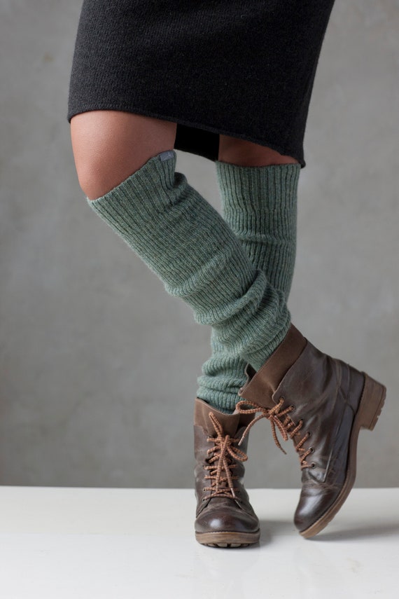 Leg Warmers, Knit Wool Leg Warmers, Lambs Wool Over the Knee Leg