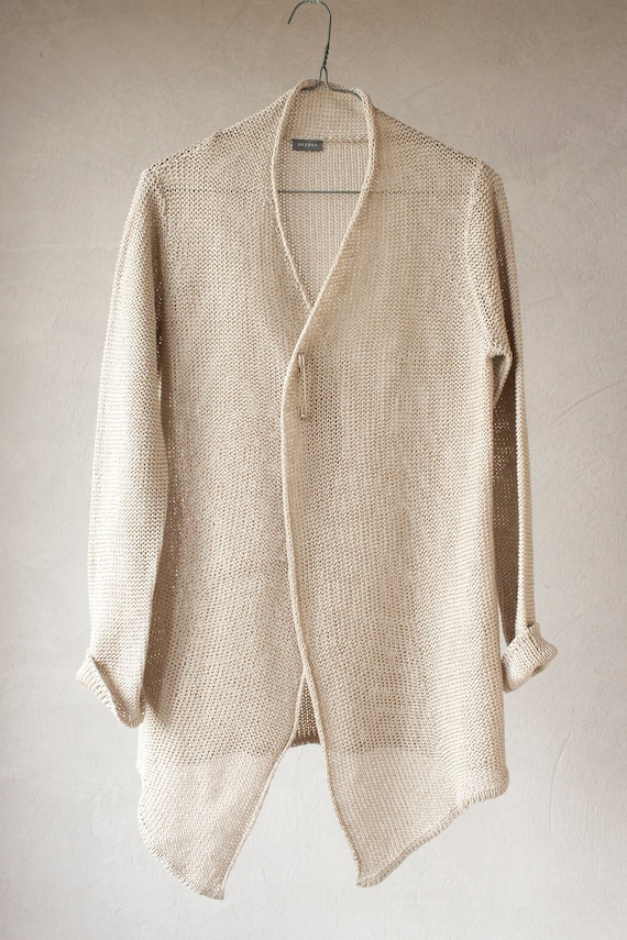 Zara beige cable knit cardigan 100% linen