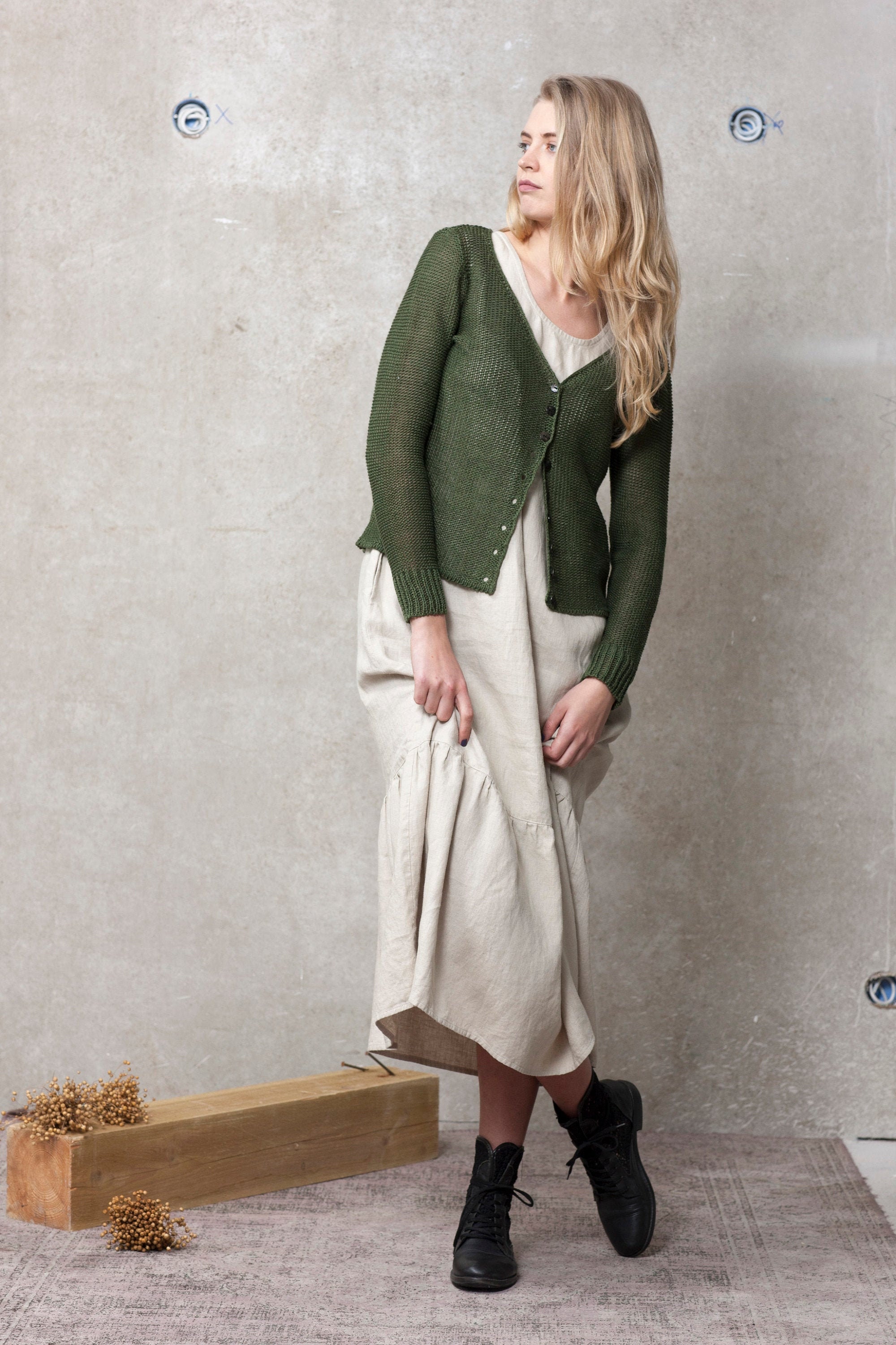 Linen Cardigan, Knit Linen Button Sweater, Linen Summer