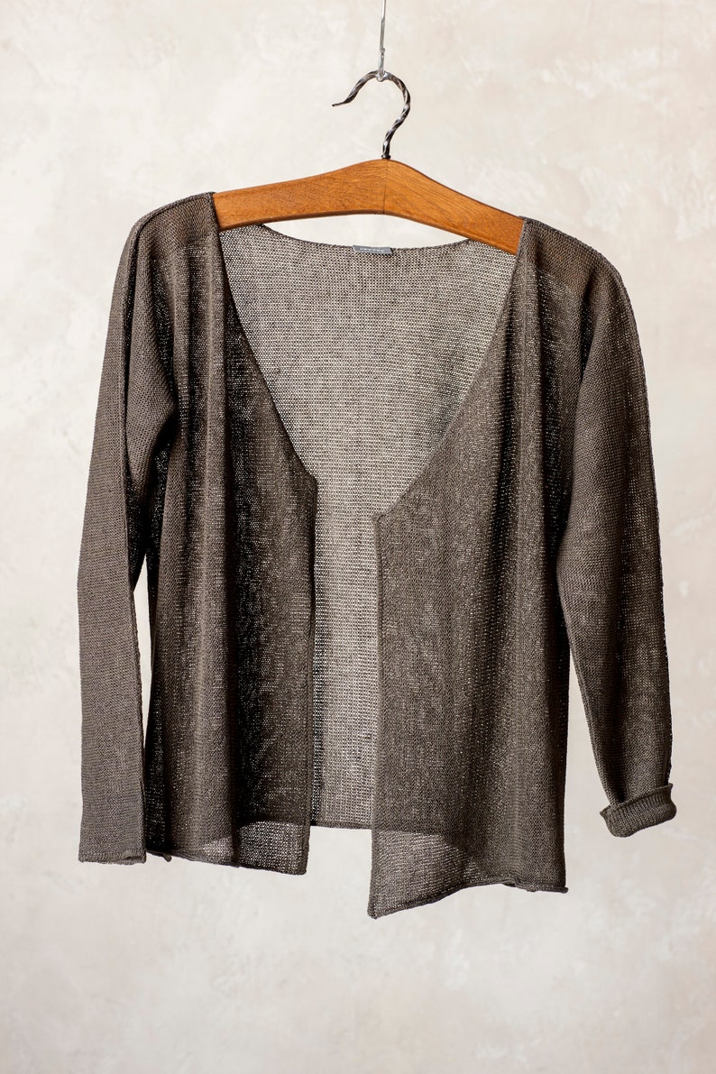 Knit sweater, Knit linen cardigan, Linen jacket, Knit linen sweater, Kimono sleeve jacket, Custom knit sweater, Organic women's sweater image 5