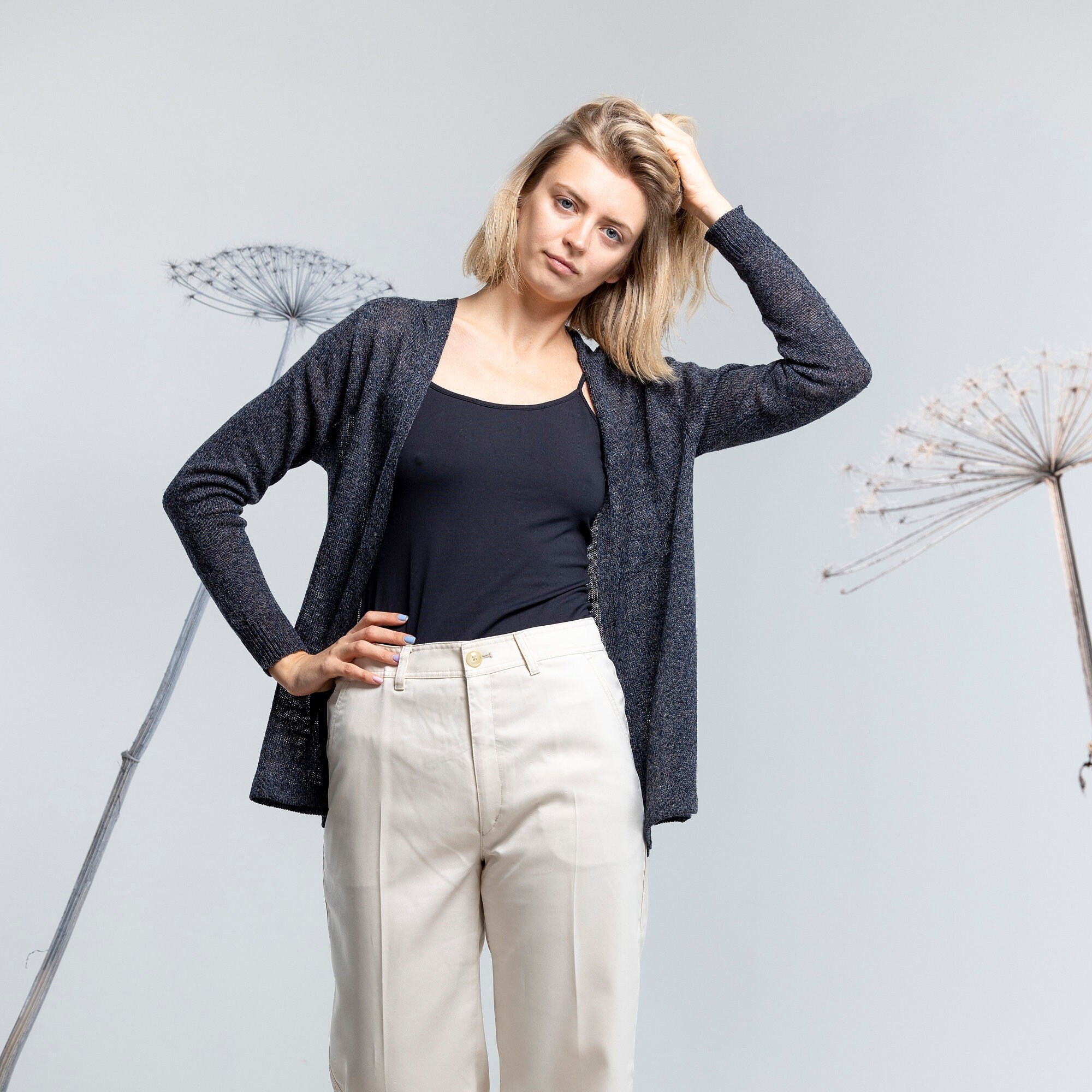 Linen Wrap Cardigan Knitted Linen 