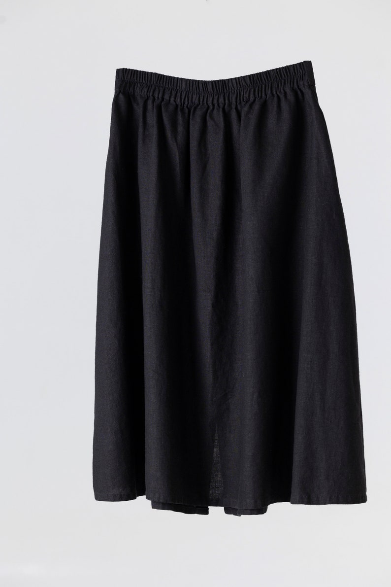 NEW Linen button down skirts, Pure linen midi skirts, Softened linen skirts with pockets, Linen button skirts, A line skirts in brown image 9