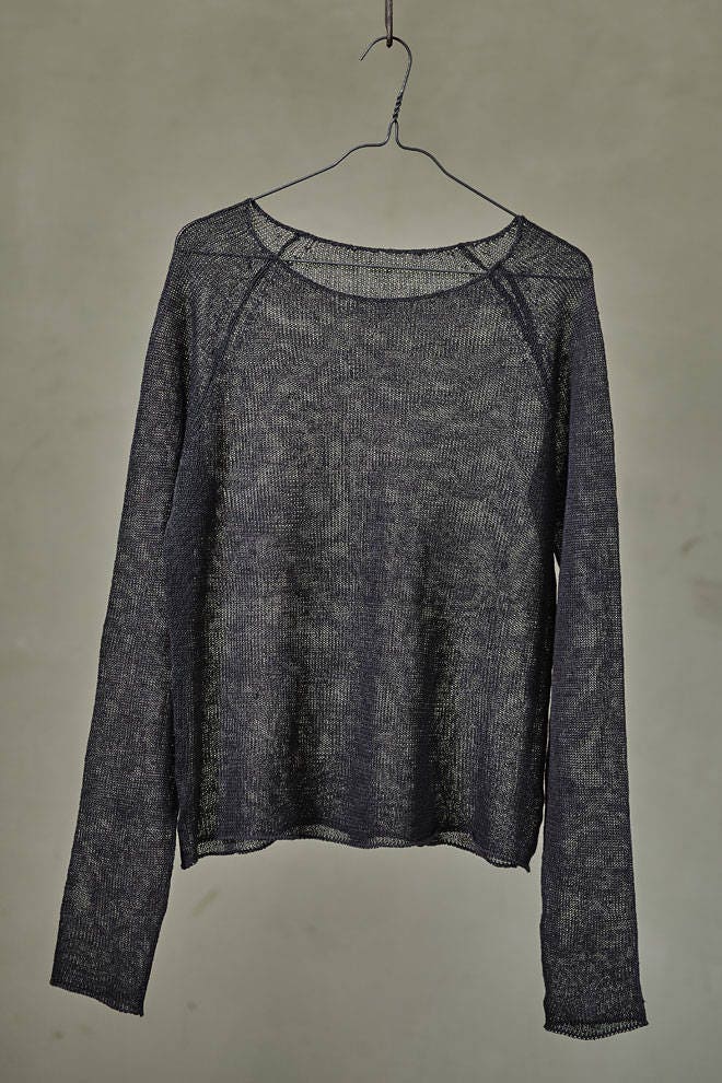 Linen Jumper Knitted Linen Sweater in Grey Linen Summer - Etsy
