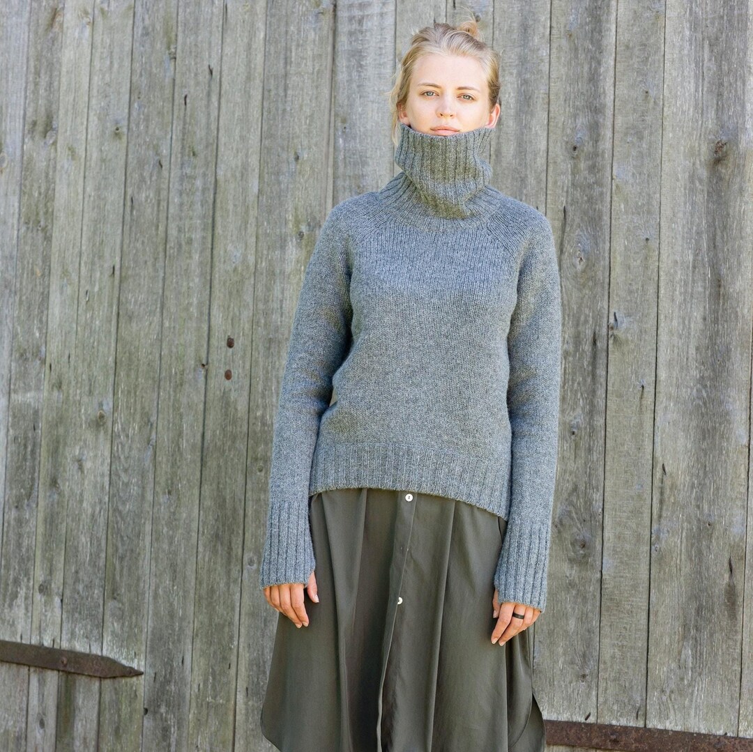 Wollpullover Rollkragenpullover Damen Petrol WOOL