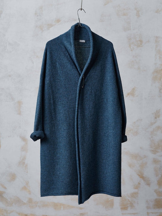 Lang wollen vest blauwe gebreide wollen jas lange wollen | Etsy Lang wollen vest blauwe gebreide wollen jas lange wollen | Etsy