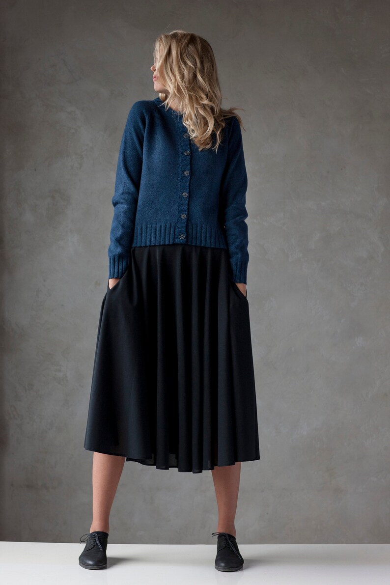 WOOL CARDIGAN Handmade Wool Sweater Natural Blue Wool - Etsy