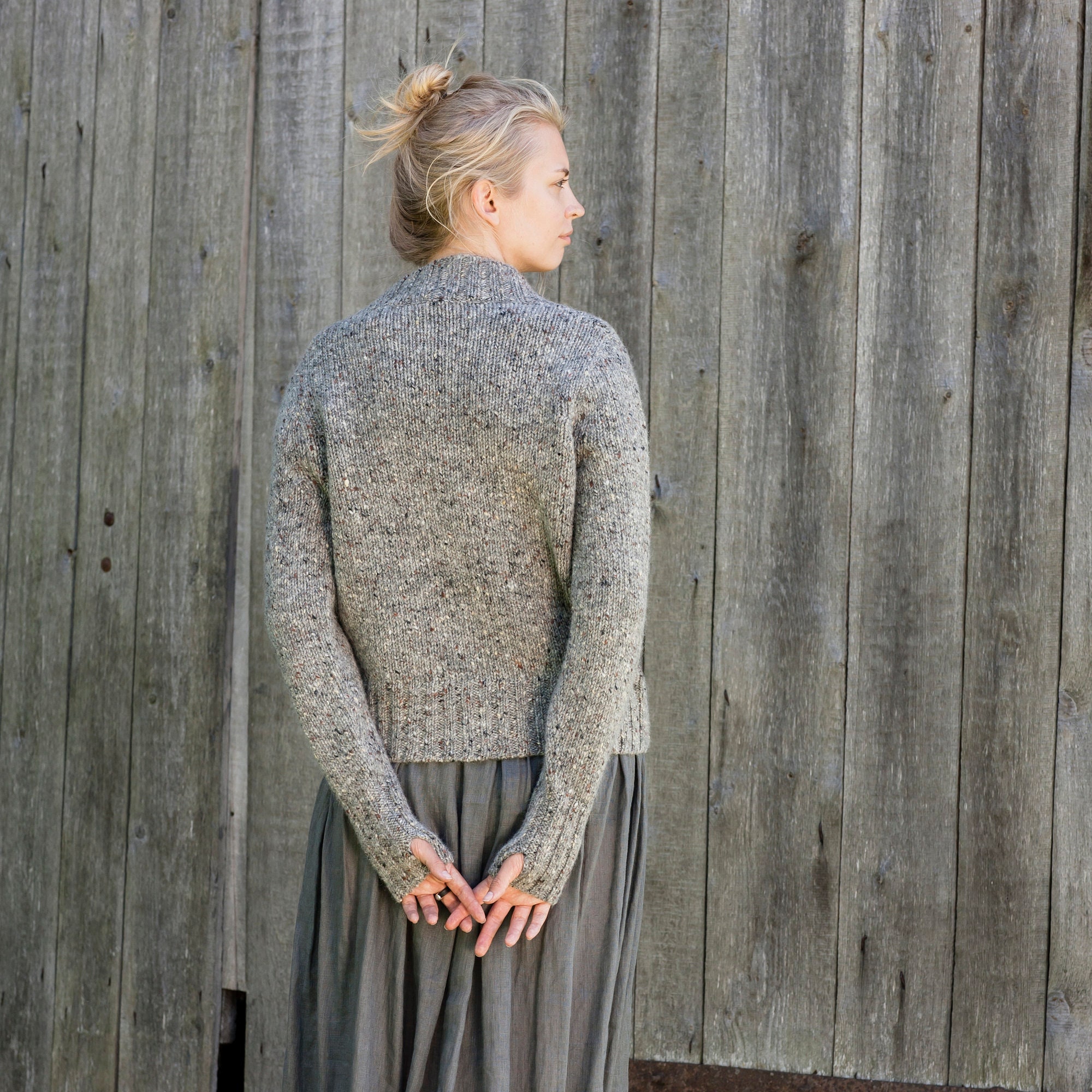 Wool Tweed Cardigan Thick Knit Cardigan 