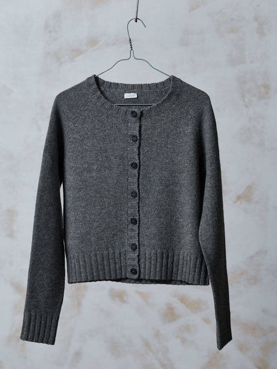 Wool cardigan Handmade wool sweater Natural grey wool | Etsy