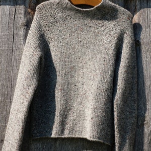 Thick WOOL Tweed SWEATER, Stand up Collar Jumper, Relaxed Fit Wool ...
