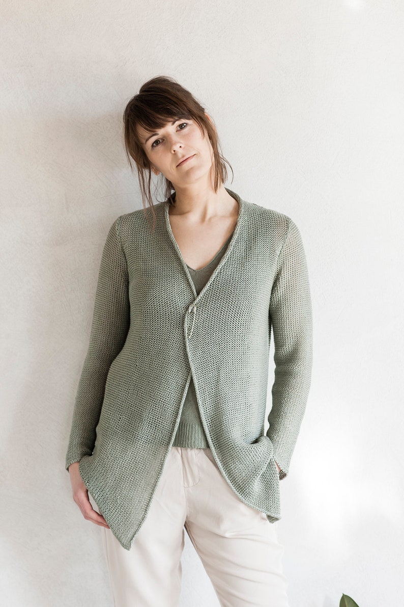 Linen Wrap Cardigan Knitted Linen Sweater Linen Summer Etsy