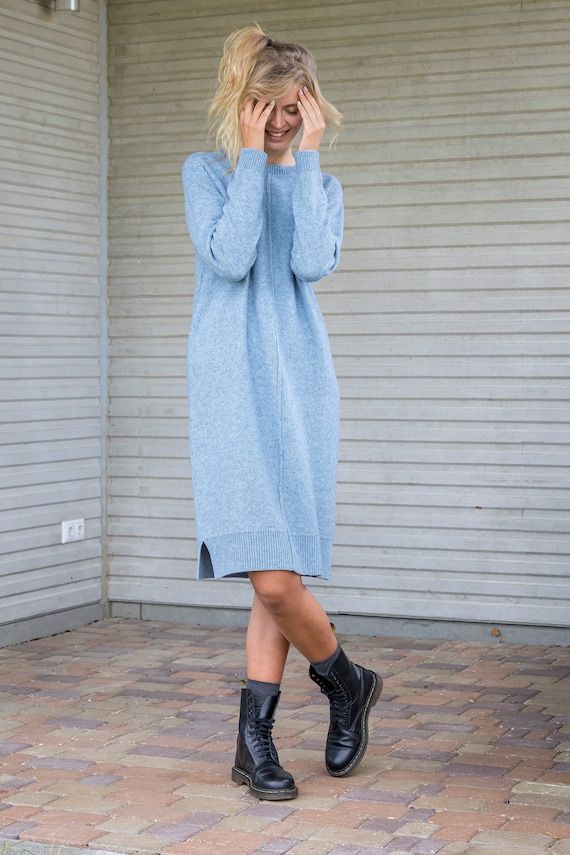 light blue sweater dress