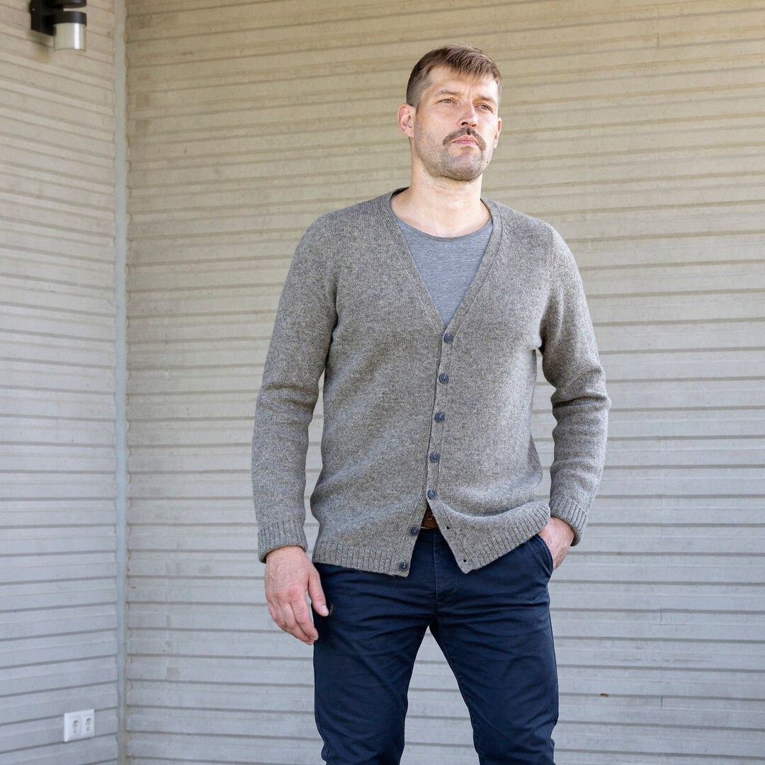 Classic Men's WOOL CARDIGAN , Knitted Men's Button Cardigan, Christmas