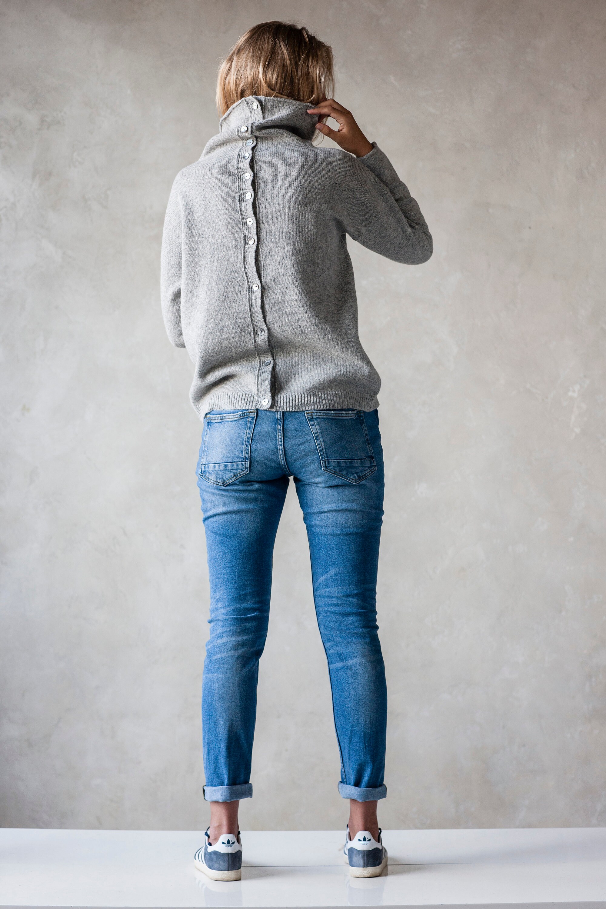 WOOL SWEATER Roll Neck Sweater Button 