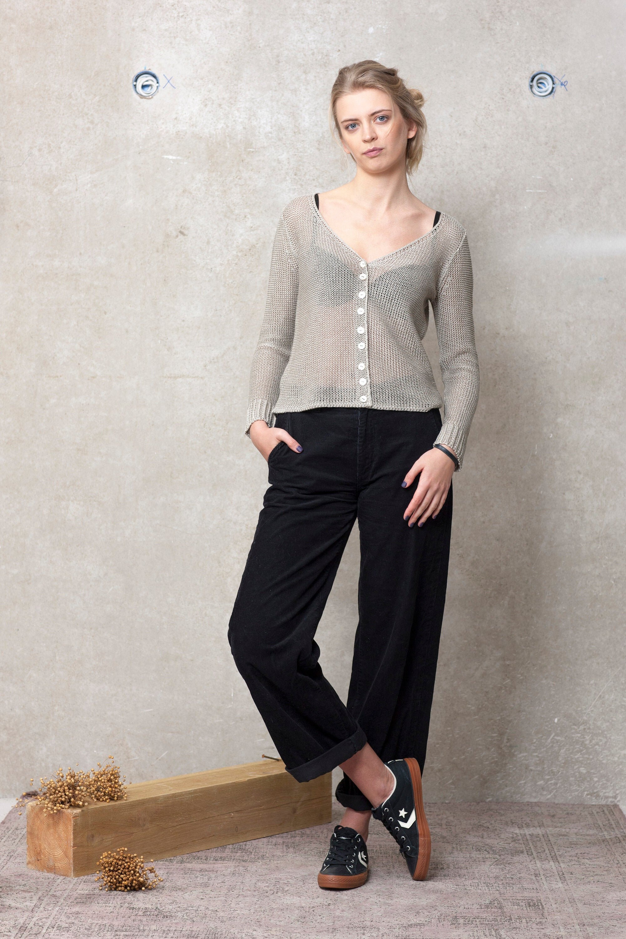 button sweater for women