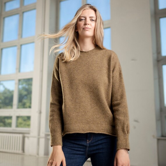 NEW Felted Wool SWEATER Knitted Oversized Fit Jumper Basic Wool Pullover Women Knitwear Knitted Wool Jumper Natural Bronze Sweater Etsy