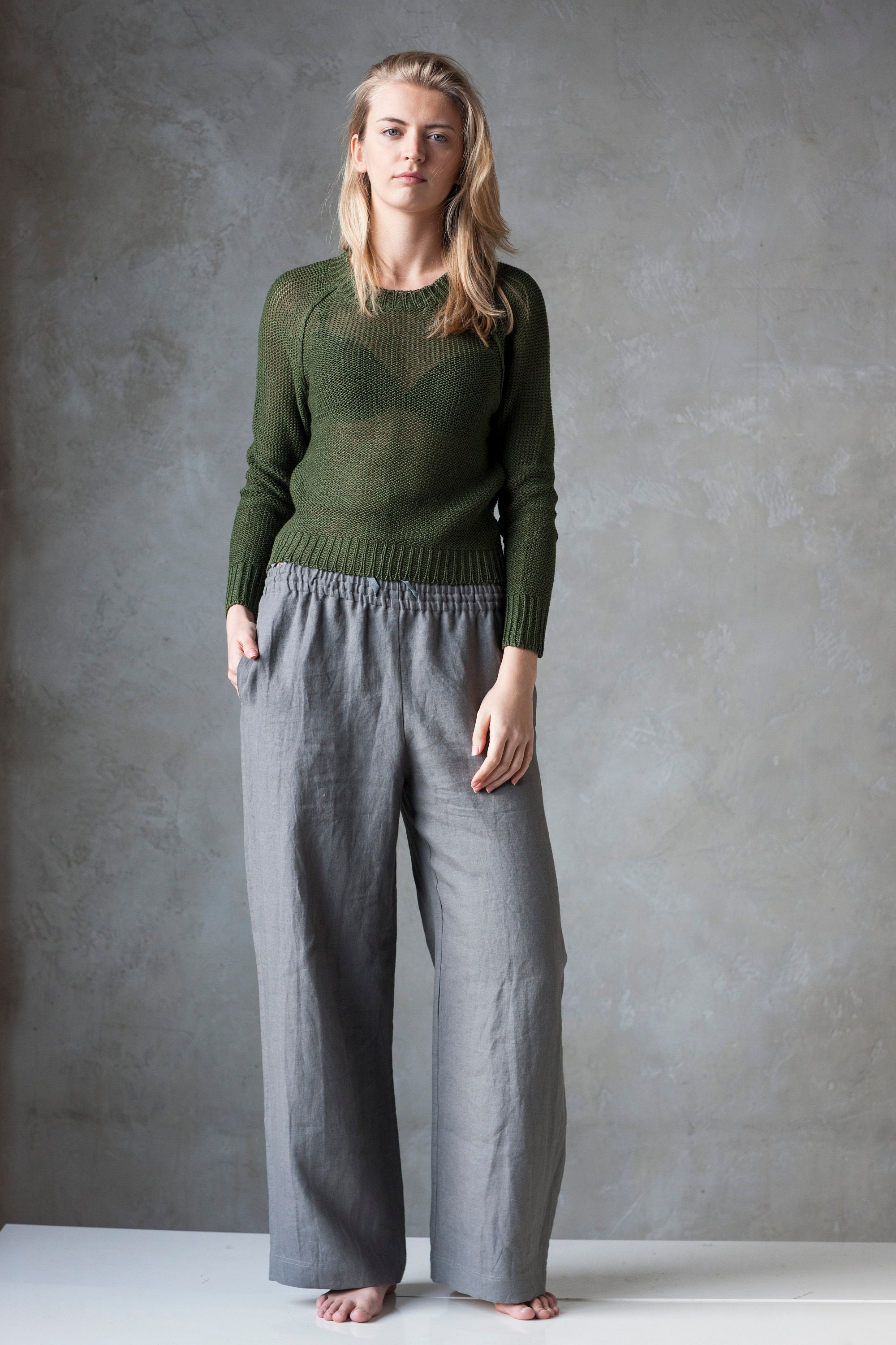 Linen sweater Knit linen pullover Linen summer sweater Etsy