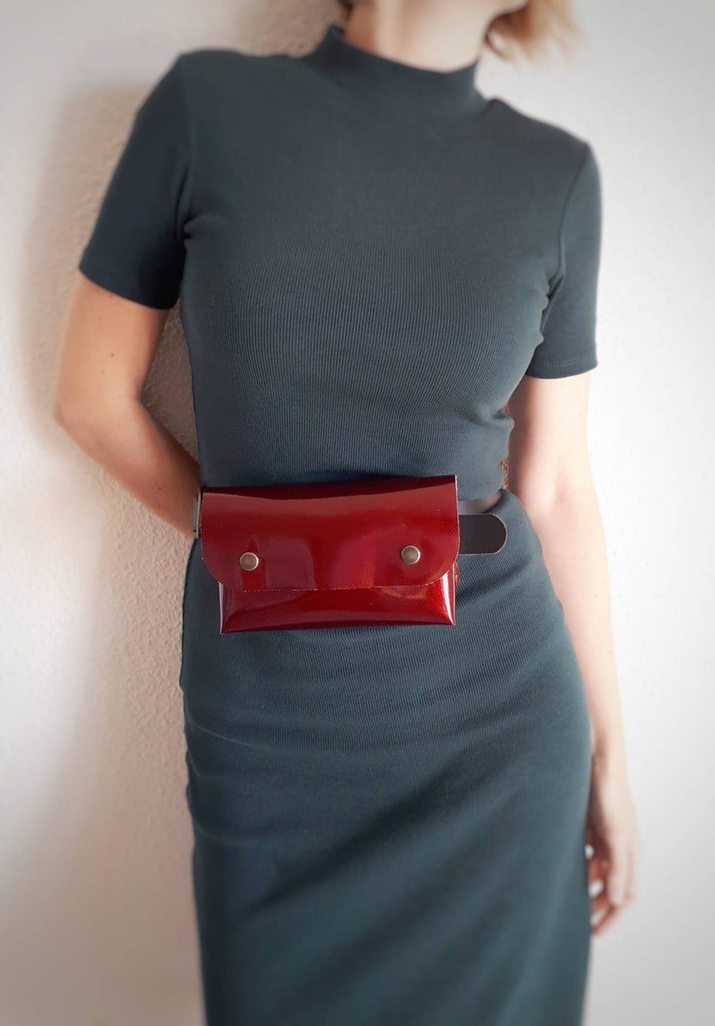 Leather bum bag for women elegant red belt bag red leather | Etsy