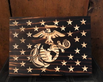 USMC, Wooden stars with engraved USMC emblem