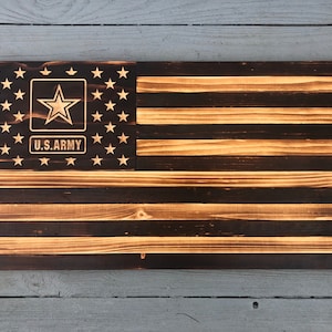 US Army Rustic Flag, Custom Army flag with engraved Army emblem