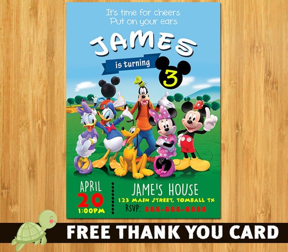 mickey mouse invitation mickey mouse clubhouse invite mickey invitation mickey invite clubhouse birthday invitation free thank you card free mickey invitations