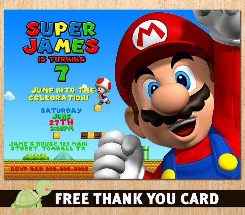 Super Mario Bros Invitation Super Mario Birthday Invitation Etsy