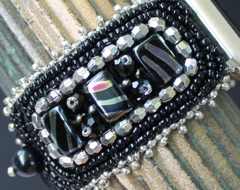 Apple Watch Band - 38-40-41 mm - Women's - Adjustable - "Black and Silver Rainbow"