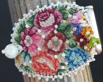 Apple Watch Band - 38-40-41mm - Women's - Adjustable - "Petit Point Pretty"