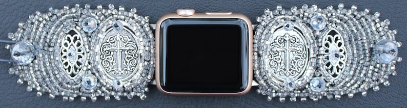 Bracelet pour Apple Watch 38-40-41 mm Femmes Réglable Croix argentées image 2