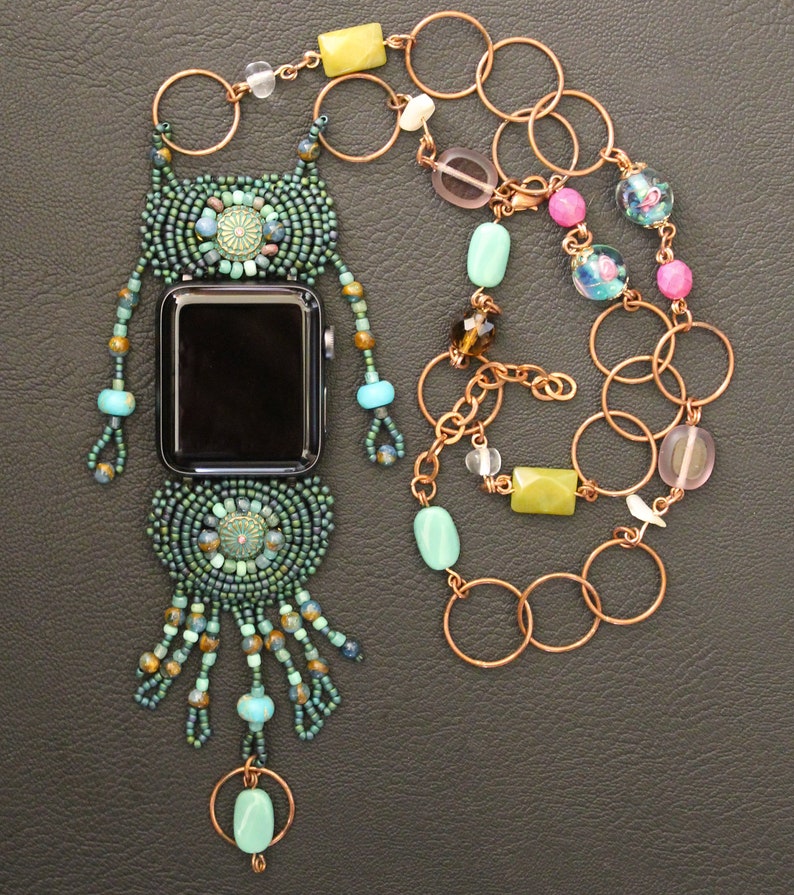 Apple Watch Necklace 42-44-45 mm SE Women's Adjustable Southwestern Matte Turquoise image 1