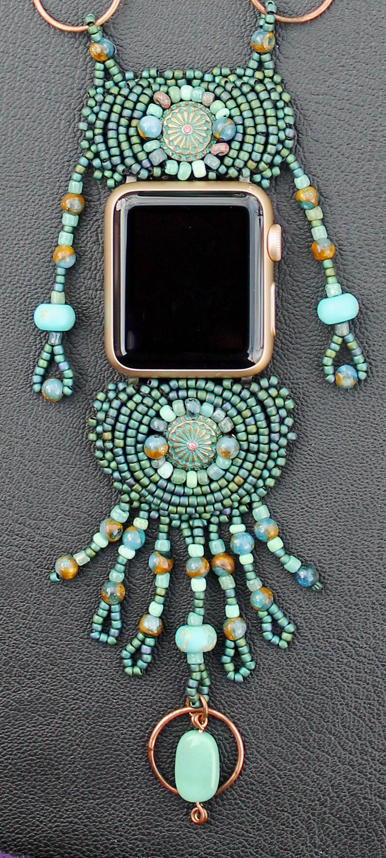 Apple Watch Necklace 42-44-45 mm SE Women's Adjustable Southwestern Matte Turquoise image 3