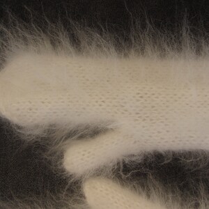 Moufles longues FUZZY en mohair IVOIRE, épaisses, chaudes, faites main, douces, ski confortables, gants moelleux image 10