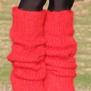 MOHAIR tejido a mano polainas ROJAS brillantes LEGWARMERS legging spats Unisex Ribbed Soft imagen 3