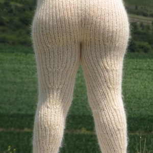 MOHAIR CREAM Pants With Socks Fuzzy Trousers With Socks - Etsy