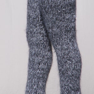 MOHAIR handgebreide ZWART-WIT slobkousen Beenwarmers legging spatlappen Unisex zacht geribbeld