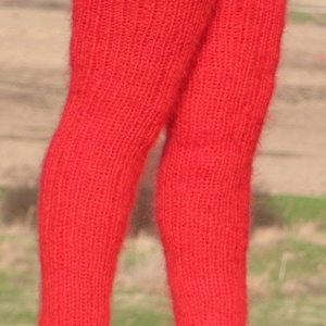 MOHAIR tejido a mano polainas ROJAS brillantes LEGWARMERS legging spats Unisex Ribbed Soft imagen 7