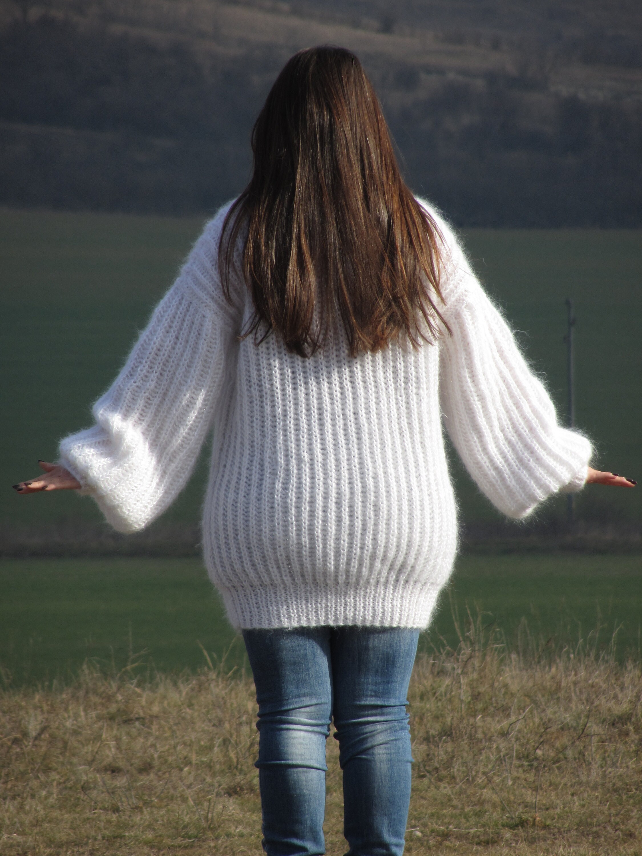 Mohair Lowgauge Knit 白 Mohair Jumper - White | MELODY – SALANIDA