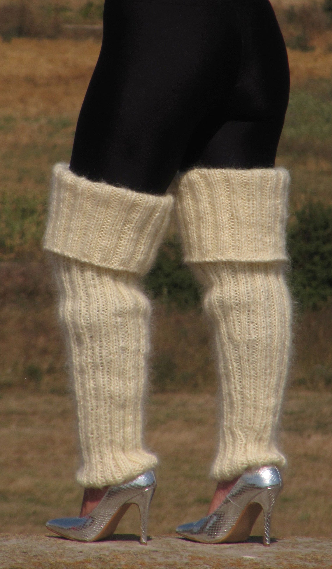 MOHAIR Hand Knitted CREAM Gaiters LEGWARMERS Legging Spats Etsy UK