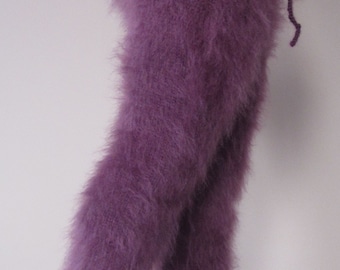 FUZZY MOHAIR Hand Knitted ROSE Pants Legwarmers Trousers Soft Fluffy Cosy