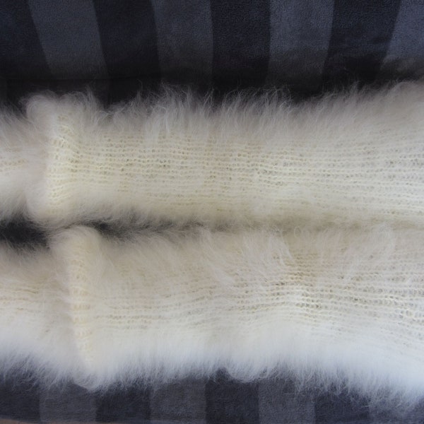 FUZZY mohair hand knitted IVORY gaiters LEGWARMERS legging spats Unisex Soft