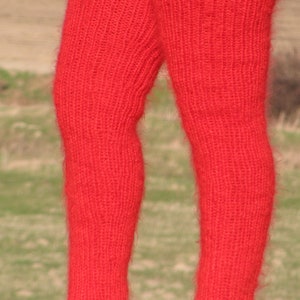 MOHAIR tejido a mano polainas ROJAS brillantes LEGWARMERS legging spats Unisex Ribbed Soft imagen 10