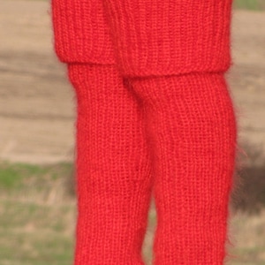 MOHAIR tejido a mano polainas ROJAS brillantes LEGWARMERS legging spats Unisex Ribbed Soft imagen 5