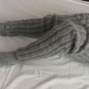 Mohair Hand knitted Long socks stockings GREY MELANGE leg warmers Fluffy Soft Cozy image 7