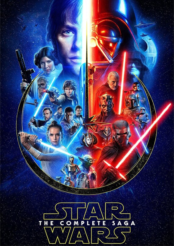 schoner Leer ze Star Wars the Complete Saga 2020 Poster A5 A4 A3 A2 A1 - Etsy
