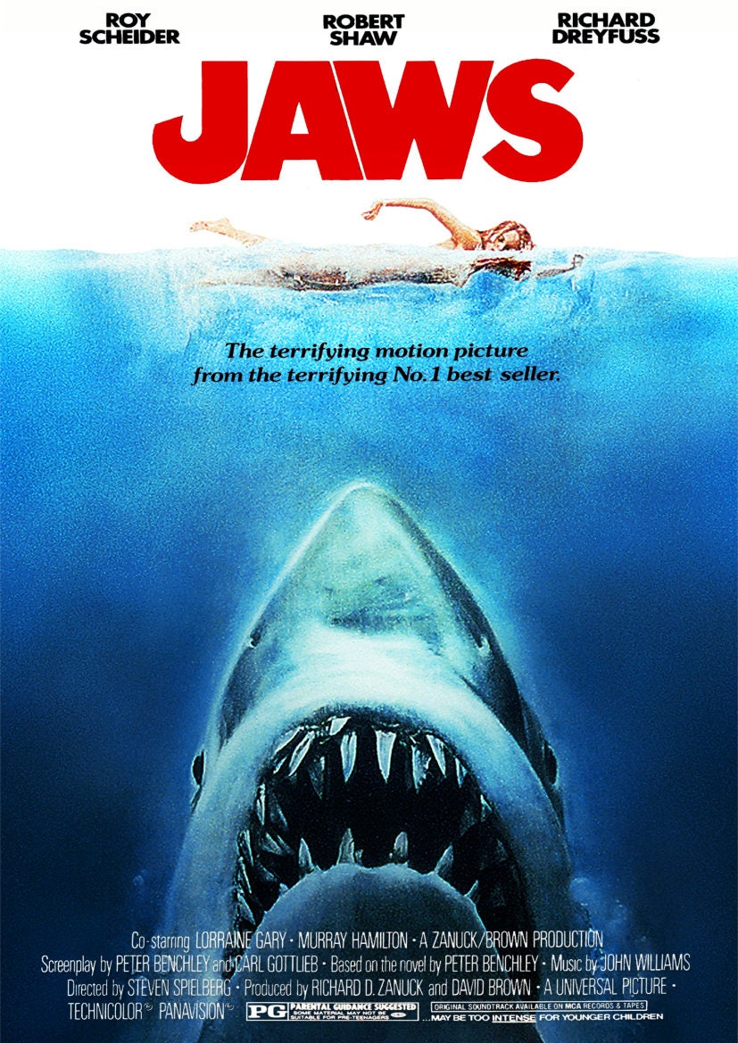 Discover Jaws 1975 Movie Premium Matte Vertical Poster