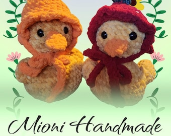 Crocheted Duck with Strawberry Hat: Handmade Amigurumi