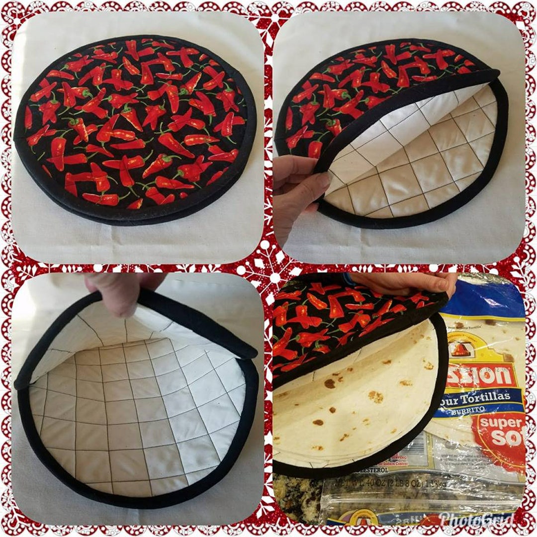 Tortilla Warmer burrito Size, Kitchen Decor, Dining Decor, Hot Pad, Microwave Safe, Kitchen Gift