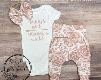 daddys girl mommys world baby outfit