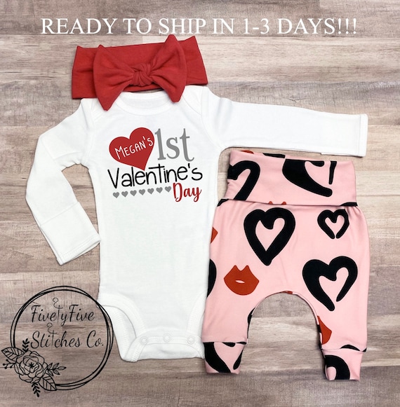 Baby Girl Valentine Outfit First Valentine Outfit Girl Etsy